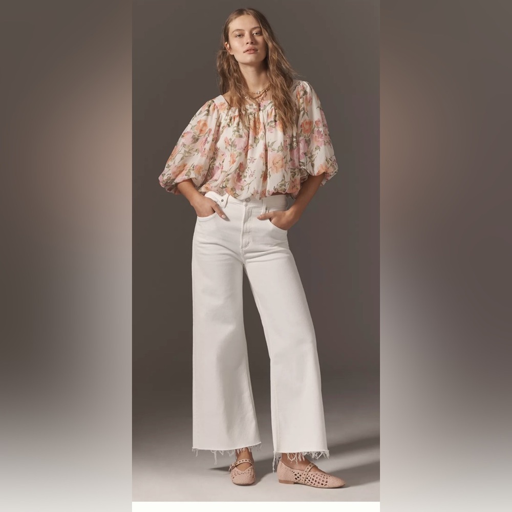 PAIGE ANESSA high rise crop wide leg jeans size 28